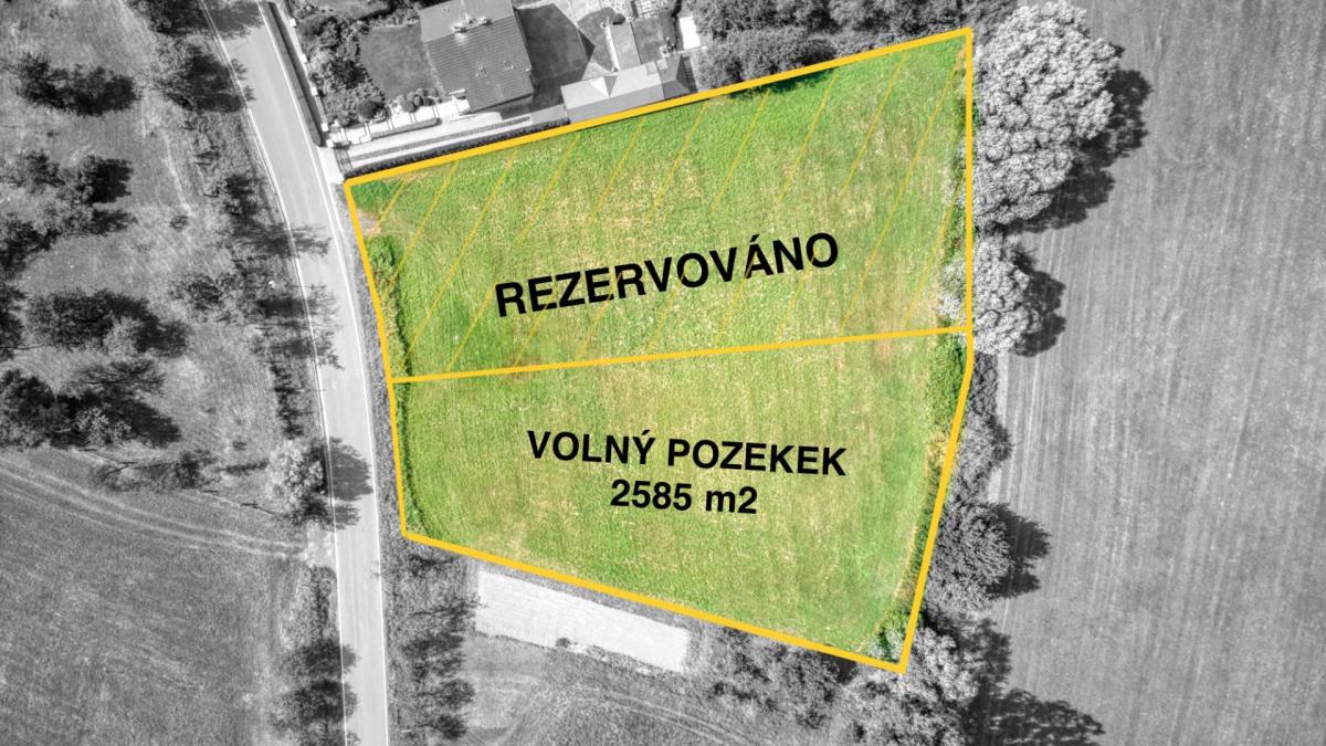 Prodej stavebního pozemku 2585 m2,  Ústí u Hranic