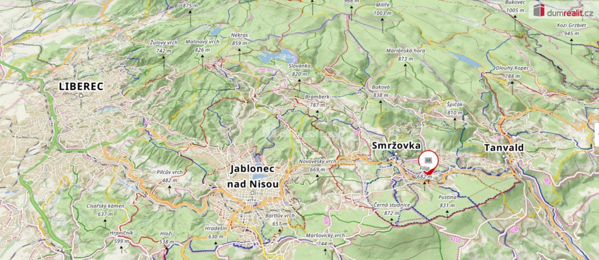 Orientační mapa místa domu a okolí