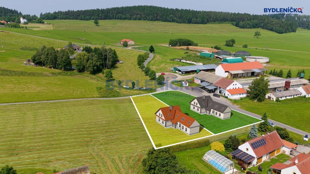 Prodej stavebních pozemků pro výstavbu RD, 1587 m2 a 1345 m2, Věžovatá Pláně, okres Český Krumlov