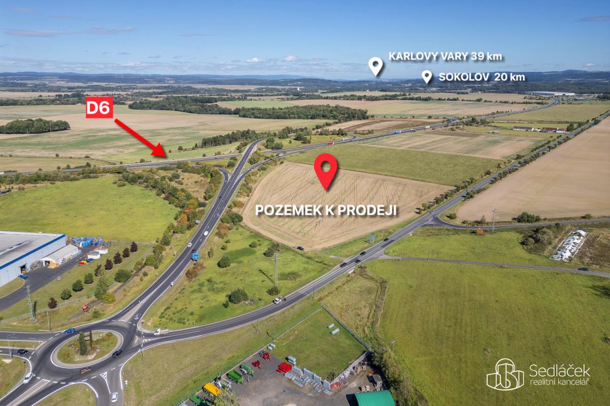 Investiční pozemek 34 918 m² u dálnice D6 – Cheb