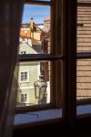 prodej historického domu v centru města Český Krumlov - prodej historického domu, Český Krumlov, výhled z okna