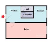 Pronájem bytu 1+1, 35 m², Alžírská, Praha 6 – Vokovice. - Půdorys