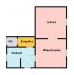 Pronájem domu 2+1/zahrada/půda/sklep, 72 m2, ul. Alšova, Jirny, Praha – východ. - Půdorys