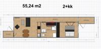 Prodej nízkoenergetické novostavby vnitřního řadového RD 2+kk v Táboře - Klokotech - půdorys 2+kk 55,24 m2.jpg