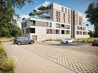 Pronájem novostavby bytu 2+kk s lodžií, byt číslo B.08, Rezidence Hálkova, ČB - vizualizace, bytový dům, Rezidence Hálkova