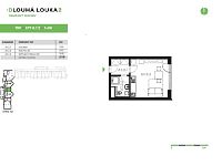 Pronájem bytu 1+kk v 5.NP, byt A.5.3, rezidence DLOUHÁ LOUKA 2.etapa - Půdorys bytu