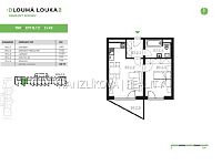 Pronájem bytu 2+kk ve 7.NP s terasou, byt B.7.2, rezidence DLOUHÁ LOUKA 2.etapa - Půdorys bytu