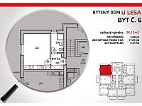 Pronájem bytu 1+kk (č.6), U Lesa 3.etapa, ČB - půdorys bytu