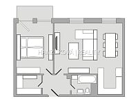 Pronájem zděného bytu 2+kk s balkonem a garáží, Riegrova ulice, ČB - půdorys bytu