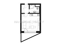 Pronájem novostavby bytu 1+kk s balkonem, byt B.6.10, rezidence DLOUHÁ LOUKA 2.etapa - půdorys bytu
