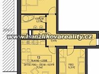 Pronájem bytu 3+kk (č.13) s balkonem, B. Smetany - půdorys bytu