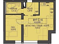 Pronájem bytu 2+kk (č.15) B. Smetany - půdorys bytu