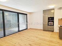 Pronájem novostavby bytu 1+kk (č. 4) s terasou, projekt Šrámkovka, ulice Fráni Šrámka - Pokoj s kuchyní, pronájem bytu 1+kk, Fráni Šrámka