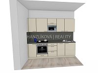 Pronájem klimatizovaného bytu 1+kk ve 3.NP s balkonem, byt B.3.4, rezidence DLOUHÁ LOUKA 2.etapa - vizualizace kuchyně