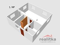 Prodej rekreačního domu 4+1 se zahradou, Hořejší Kunčice (okres Opava) - Chata Hořejší Kunčice 1.NP 3D.jpg