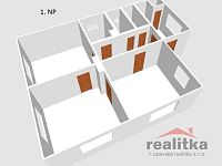 Prodej dvougeneračního domu se dvěma byty 3+kk, garáží a zahradou – Malé Hoštice, Opava - RD Slezská 1.NP 3D.jpg