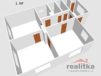 Prodej rodinného domu 2x 3+kk, se zahradou a garáží, obec Opava – Malé Hoštice - RD Slezská 1.NP 3D-1.jpg