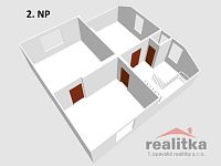Prodej rodinného domu se samostatnou garáži a zahradou Potoční ul., Opava-Komárov - RD Potoční 7-2.NP 3D.jpg