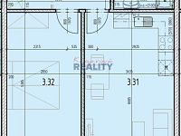Pronájem bytu 2+kk s parkováním a lodžií - plánek bytu