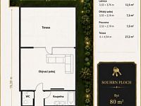 Prodej stylového bytu 4+kk 80m2 s terasou 28m2 v novostavbě s bazénem a zahradou 185 m² - Pudorys_vizualizace