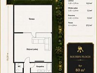 Prodej stylového bytu 4+kk 80m2 na Včelné s terasou 28m2 v novostavbě s bazénem a zahradou 185 m and sup - Pudorys_vizualizace