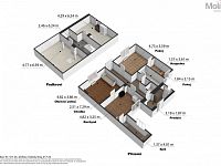 Prodej rodinného domu, OV, 140 m2, Jeníkov u Teplic - Pudorys3D