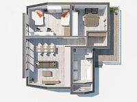Moderní byt 3+kk s balkonem (4NP), parkovací stání a zahrada, lokalita České Budějovice, K. Lávičky - Půdorys