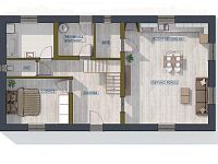 Prodej rozestavěného rodinného domu se stavebními parcelami (hrubá stavba včetně omítek) - RD_Kakovice_prizemi_Ortopp.jpg