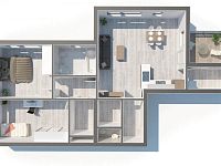 Komfortní byt 3+kk s lodžií a krytým parkováním, lokalita Tábor – Fibichova - Půdorysy