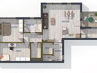 Komfortní byt 3+kk s lodžií a krytým parkováním, lokalita Tábor – Fibichova - Půdorysy