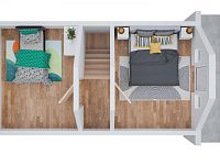 Prodej chaty v Dolní Stropnici – Osada Šťastná hvězda - Podkroví 3D vizualizace