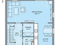 Pronájem novostavba RD 96 m2 + terasa + zahrada 420 m2 Tuřice Praha východ parkování na pozemku - plnek bytu pzem pravy.jpg