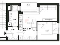 Pronájem bytu 2+kk/L/G 43 m2 v novostavbě, Praha 8 Bohnice, nezařízeno - plnek bytu . 14.jpg