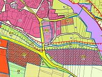 prodej stavebního pozemku 4.959 m2 Hošťka ul. Velešická - Snímek obrazovky územní plán mapa 200 