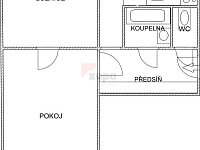 pronájem 2+1 53 m2 3patro cihla  Praha 9 Hloubětín u metra nezař. cihla výtah - plánek bytu nej