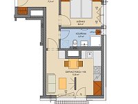 Pronájem bytu 2kk/B 40m2 Nádražní - Kralupy nad Vltavou - Půdorys