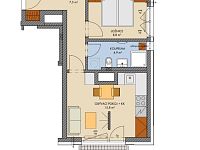 Pronájem bytu 2kk/B 40m2 Nádražní - Kralupy nad Vltavou - Půdorys