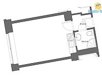 Pronájem bytu garosnky 1+kk 24m2 Vinohradská Praha - Půdorys