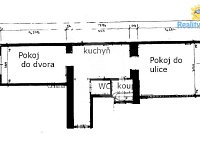 Pronájem bytu 2+1 56m2 Na Veselí Praha 4 Pankrác - Půdorys