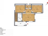 Dvougenerační dům s velkým pozemkem a garáží v Chomutovicích u Dobřejovic, obec Popovičky. - Půdorys