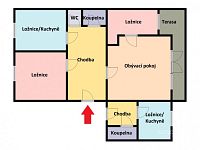 Byt 4+1/terasa/GS/PS/půda, 95 + 11,8 m2 na Praze 9 – Horní Počernice, ul. V Javorech na prodej. - Půdorys