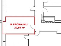 Pronájem kanceláře 20,85 m2 ulice Sokolovská - Půdorys
