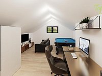 Prodej moderní novostavby 5+kk s fotovoltaickou elektrárnou - Pracovna, herna v patře (vizualizace)