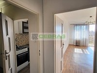 Byt 2+kk se šatnou a balkonem, na klidném místě, kousek od centra města, řeky Vltavy a cyklostezky! - Pohled ze vstupní chodby do obývacího pokoje a kuchyně