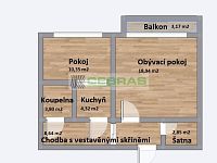 Pěkný byt 2+kk se šatnou a balkonem, v oblíbené části ČB u řeky Vltavy a cyklostezky! - Půdorys