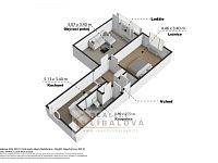Prodej 2+1/L, DV, 56 m2, Ústí nad Labem, Peškova - Pudorys3D-2.jpg