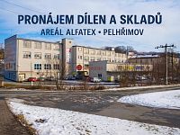 Pronájem dílenských a skladových prostor – přízemí, areál ALFATEX, Pelhřimov