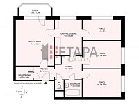 Prodej bytu 4+1 s lodžií v ulici Budovatelská v Trhových Svinech. - půdorys bytu