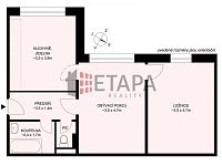 Prodej bytu 2+1 v ulici Hlinecká v Týně nad Vltavou. - půdorys bytu