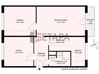 Prodej bytu 3+1 s balkónem v ulici L. M. Pařízka v Českých Budějovicích. - půdorys bytu